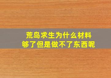 荒岛求生为什么材料够了但是做不了东西呢