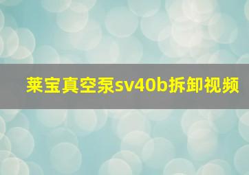 莱宝真空泵sv40b拆卸视频