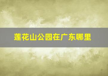 莲花山公园在广东哪里