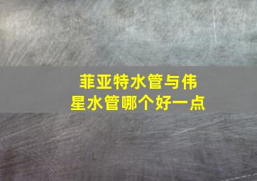 菲亚特水管与伟星水管哪个好一点