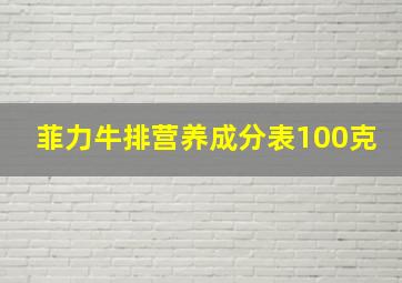 菲力牛排营养成分表100克