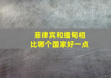 菲律宾和缅甸相比哪个国家好一点