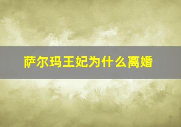 萨尔玛王妃为什么离婚