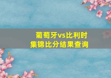 葡萄牙vs比利时集锦比分结果查询