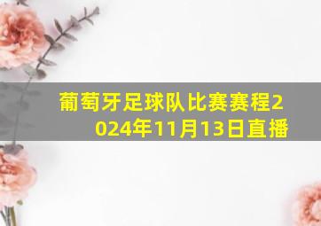 葡萄牙足球队比赛赛程2024年11月13日直播