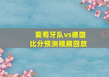 葡萄牙队vs德国比分预测视频回放