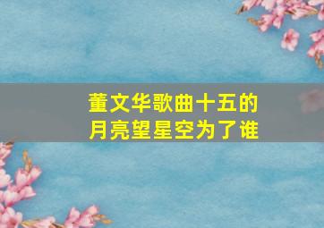 董文华歌曲十五的月亮望星空为了谁