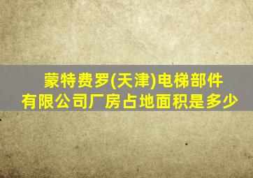 蒙特费罗(天津)电梯部件有限公司厂房占地面积是多少