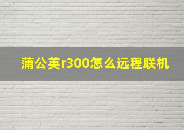 蒲公英r300怎么远程联机