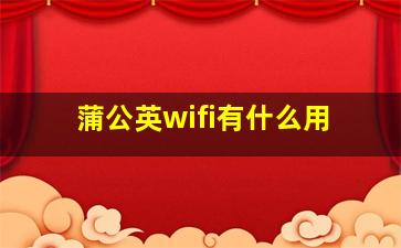 蒲公英wifi有什么用