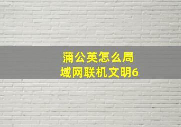 蒲公英怎么局域网联机文明6