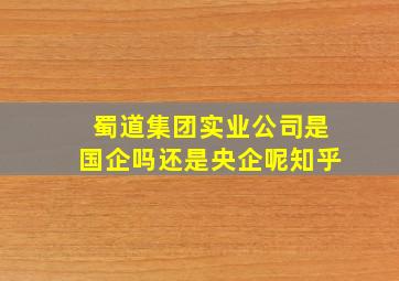 蜀道集团实业公司是国企吗还是央企呢知乎