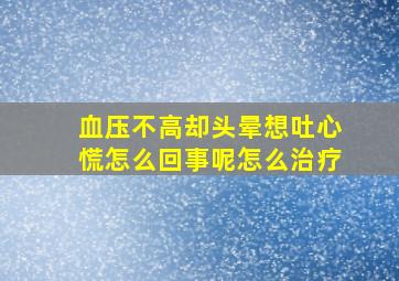 血压不高却头晕想吐心慌怎么回事呢怎么治疗