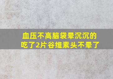 血压不高脑袋晕沉沉的吃了2片谷维素头不晕了