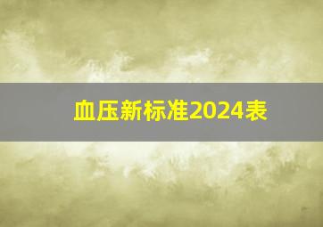 血压新标准2024表