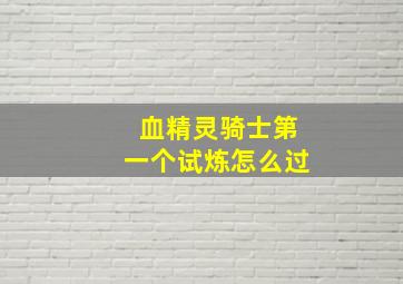 血精灵骑士第一个试炼怎么过