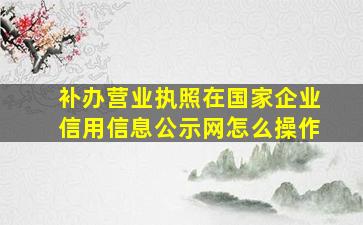 补办营业执照在国家企业信用信息公示网怎么操作