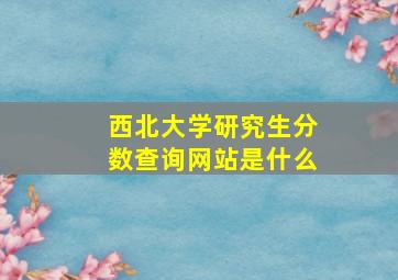 西北大学研究生分数查询网站是什么