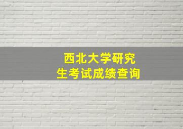 西北大学研究生考试成绩查询