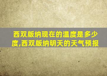 西双版纳现在的温度是多少度,西双版纳明天的天气预报