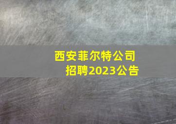 西安菲尔特公司招聘2023公告