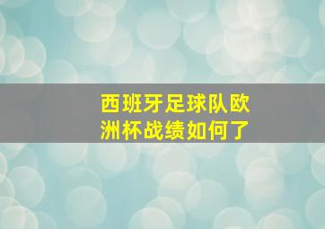 西班牙足球队欧洲杯战绩如何了