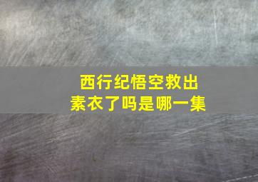 西行纪悟空救出素衣了吗是哪一集