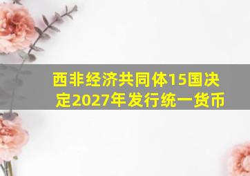 西非经济共同体15国决定2027年发行统一货币