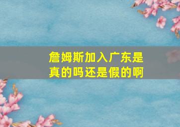 詹姆斯加入广东是真的吗还是假的啊