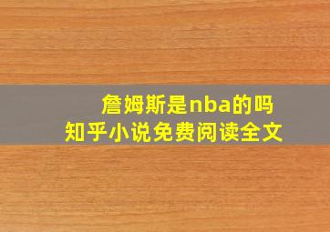 詹姆斯是nba的吗知乎小说免费阅读全文