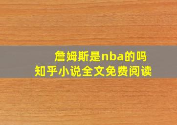 詹姆斯是nba的吗知乎小说全文免费阅读