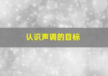 认识声调的目标