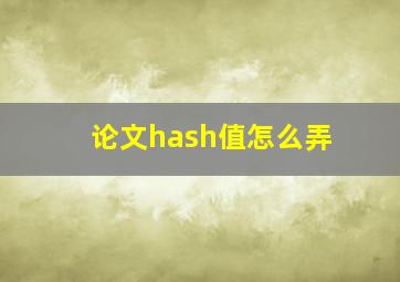 论文hash值怎么弄