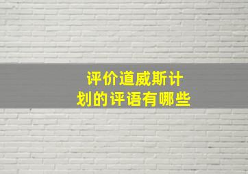 评价道威斯计划的评语有哪些