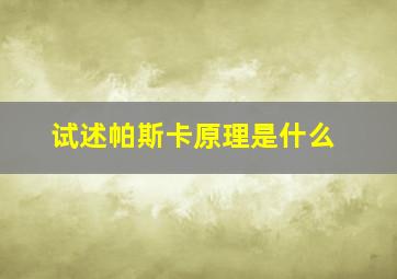 试述帕斯卡原理是什么