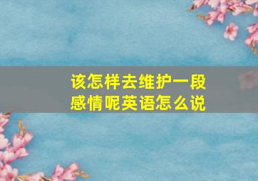 该怎样去维护一段感情呢英语怎么说