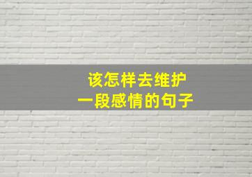 该怎样去维护一段感情的句子