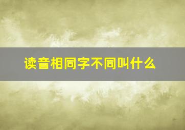 读音相同字不同叫什么