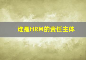 谁是HRM的责任主体