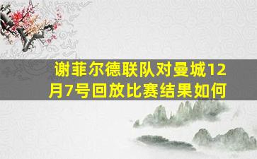 谢菲尔德联队对曼城12月7号回放比赛结果如何