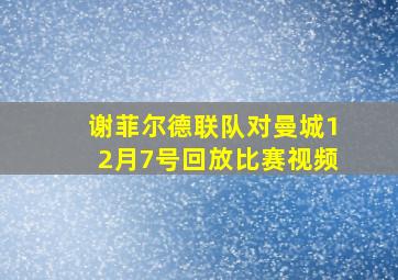 谢菲尔德联队对曼城12月7号回放比赛视频