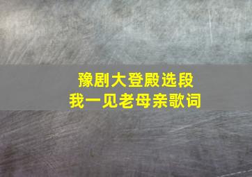 豫剧大登殿选段我一见老母亲歌词