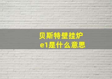 贝斯特壁挂炉e1是什么意思