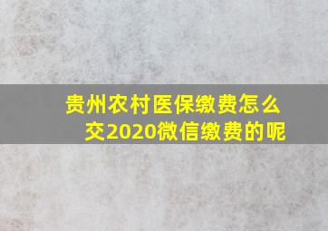 贵州农村医保缴费怎么交2020微信缴费的呢