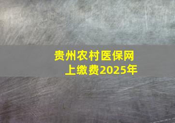 贵州农村医保网上缴费2025年