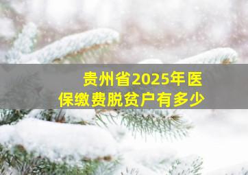 贵州省2025年医保缴费脱贫户有多少