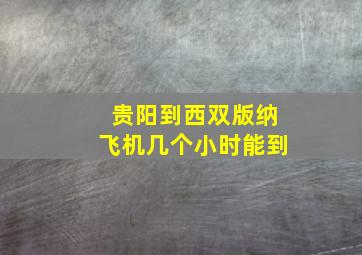 贵阳到西双版纳飞机几个小时能到