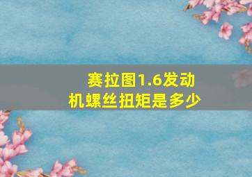 赛拉图1.6发动机螺丝扭矩是多少