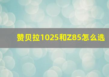 赞贝拉1025和Z85怎么选