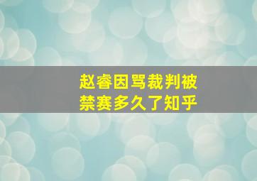 赵睿因骂裁判被禁赛多久了知乎